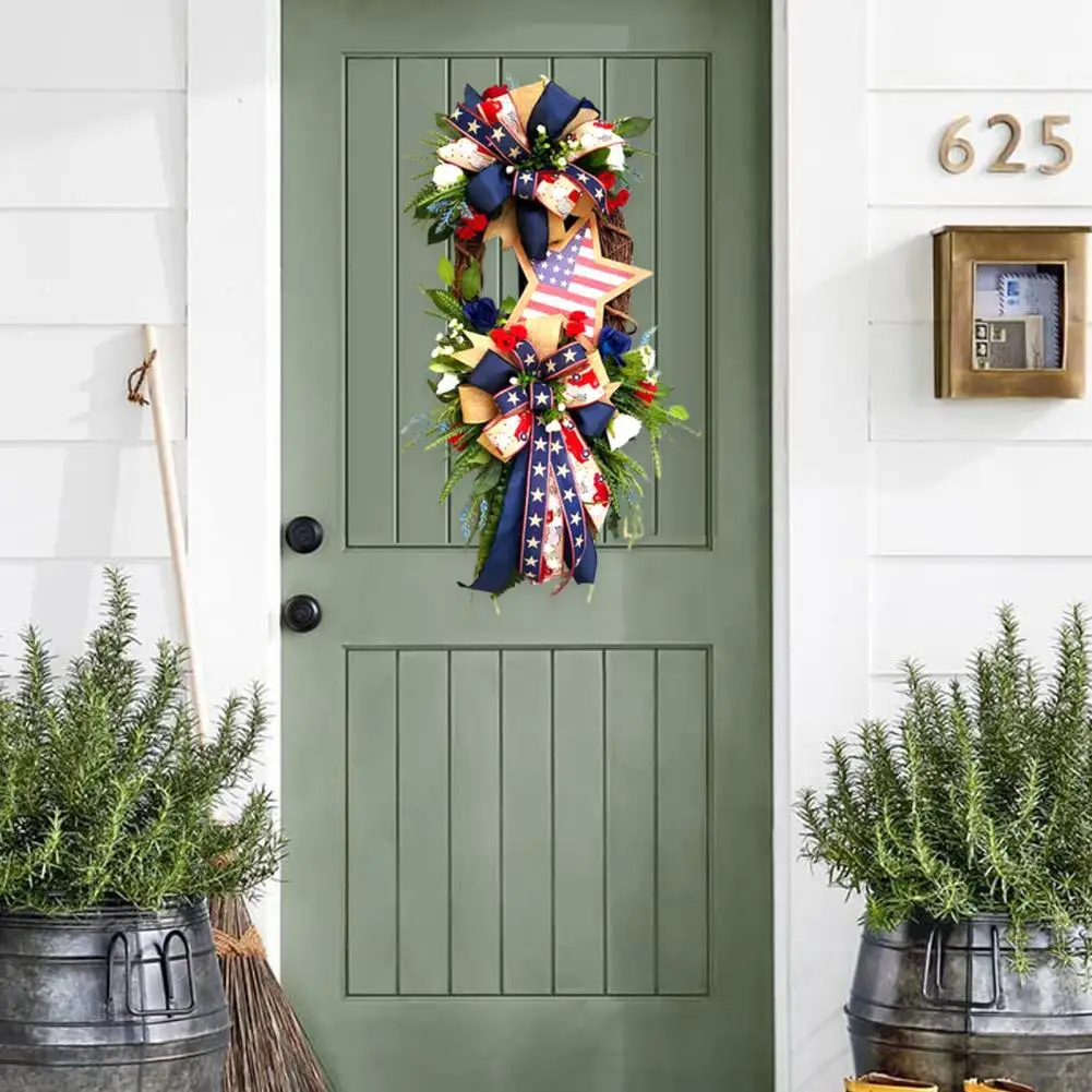 

Искусственный венок, изящный, привлекательный венок на переднюю дверь, в стиле Дня независимости, товары для дома