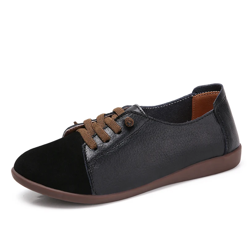 

2022 Genuine Leather Women Shoes Woman Spring Ladies Shoes Slip On Ballet Flats Sneakers Women Oxford Shoes Plus Size Moccains