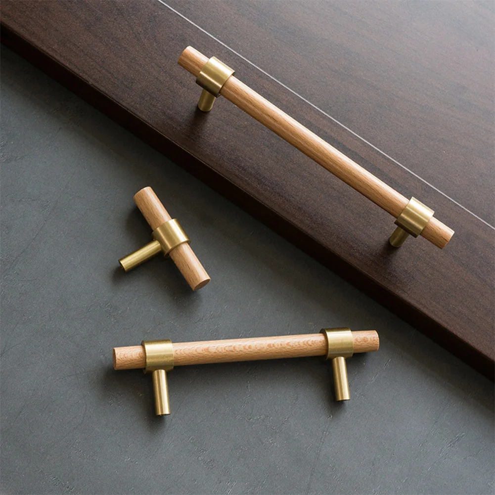 

Brass Handle Wooden Cabinet Drawer Pulls Modern Kitchen Door Beech Cupboard Wardrobe Knobs Bar Handle Furniture Hardware