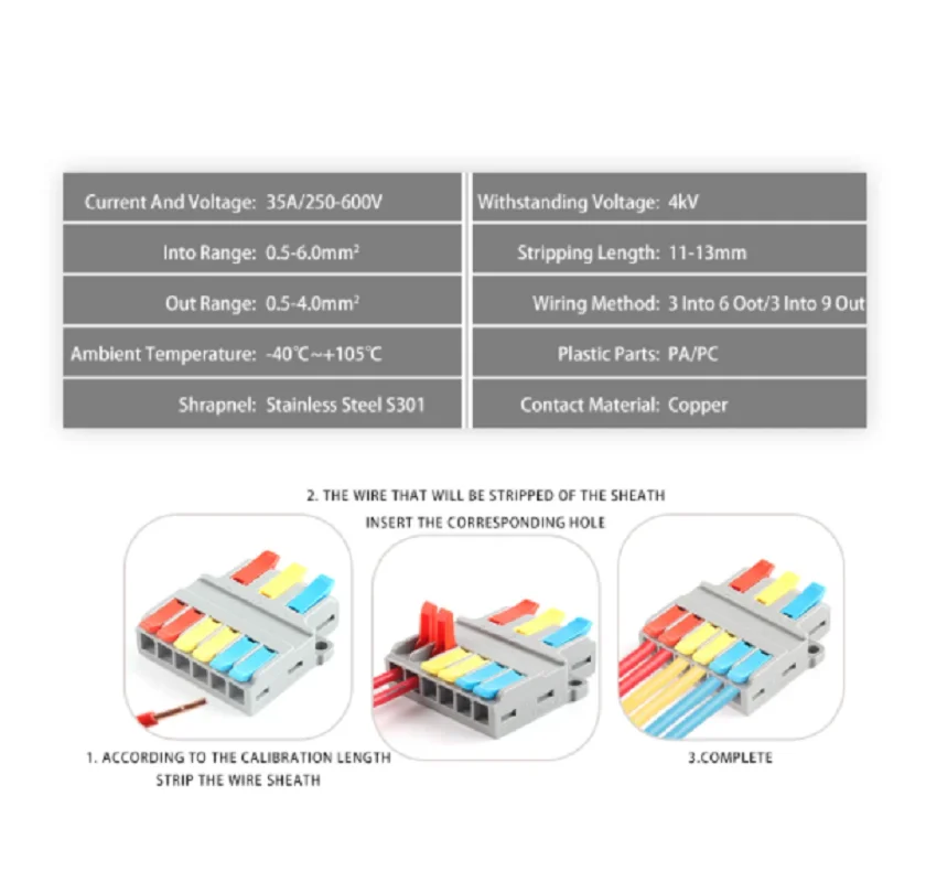 

Universal Compact electrical splitter Push-in Quick Wire Connector SPL Cable Wiring Terminal Block Connectors