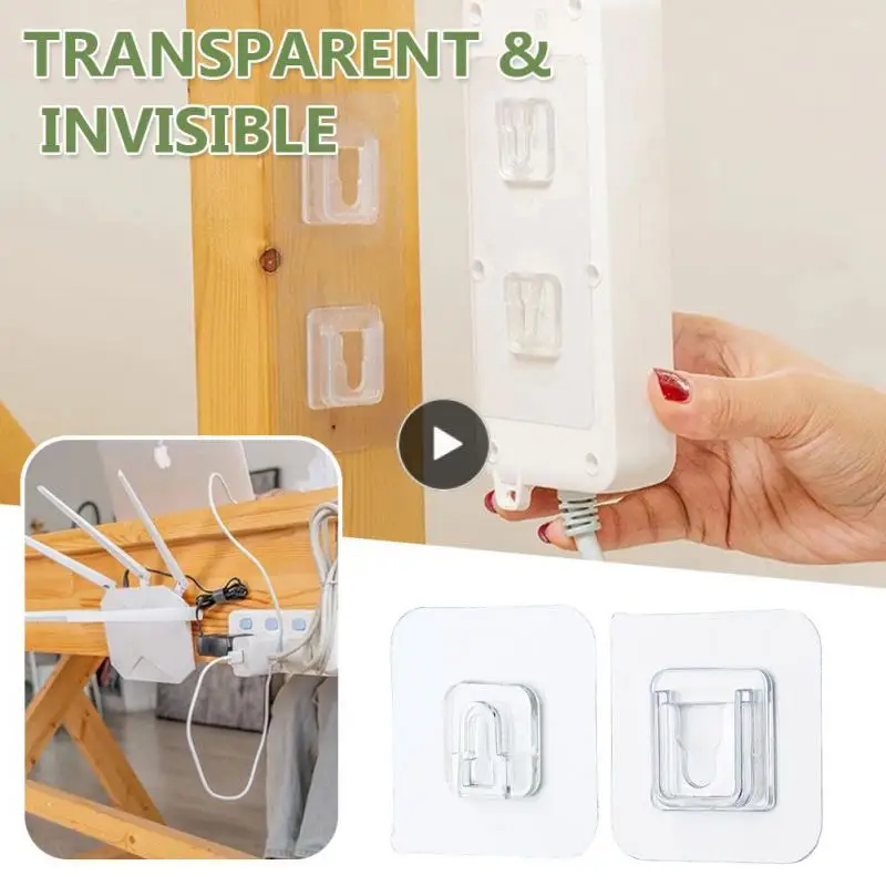 

1 Pair Double-sided Adhesive Wall Hooks Multifunctional Transparent Waterproof Oilproof Anti-slip Hooks Home Storage