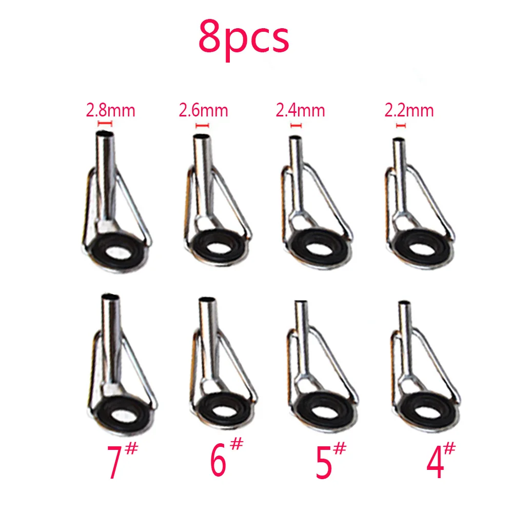 8pcs Stainless Steel Fishing Rod Tip Ring Eye Guide with Ring Repair Kit 3 Styles for Enthusiast Outdoor Fishing Supplies 2022