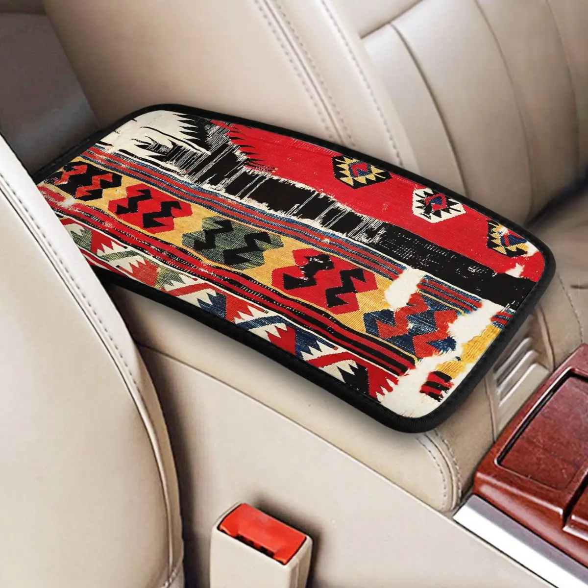 

Aksaray Antique Turkish Center Console Cover Pad for Cars Boho Ethnic Persian Tribal Car Interior Accessories Arm Rest Cover Mat