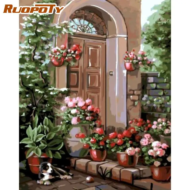 

RUOPOTY Painting By Numbers Kits Town Landscape Style With DIY Craft Unique DIY Gift For Kids Adults