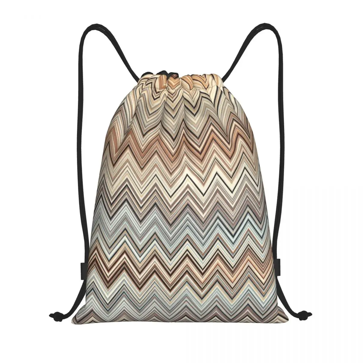 

Zig Zag Multicolor Drawstring Backpack Bags Lightweight Camouflage Contemporary Gym Sports Sackpack Sacks for Traveling