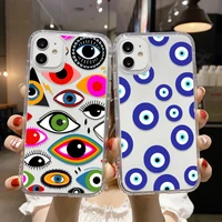 lucky eye blue evil eye print clear phone case for iphone 13 pro max 12 11 pro xs max 7 8 plus 6 6s x xr se 2 silicon back cover