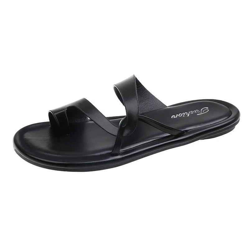 

Women's Flat Toe Roman One Word Sandals Wear the New Korean Soft Soled Open Toe Beach Shoes Summer