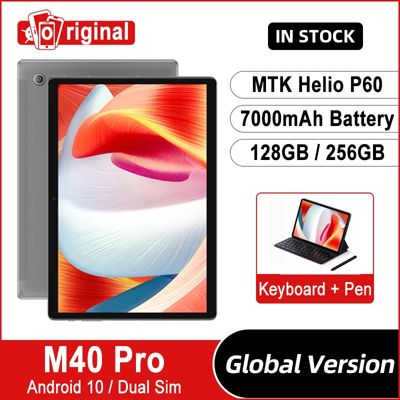 Global Version Tablet M40 Pro 2023 Android 10 Tablet 8GB RAM 256GB ROM 10.1 Inch Tablet 1920*1200 4G Dual SIM LTE 7000mAh Type-C