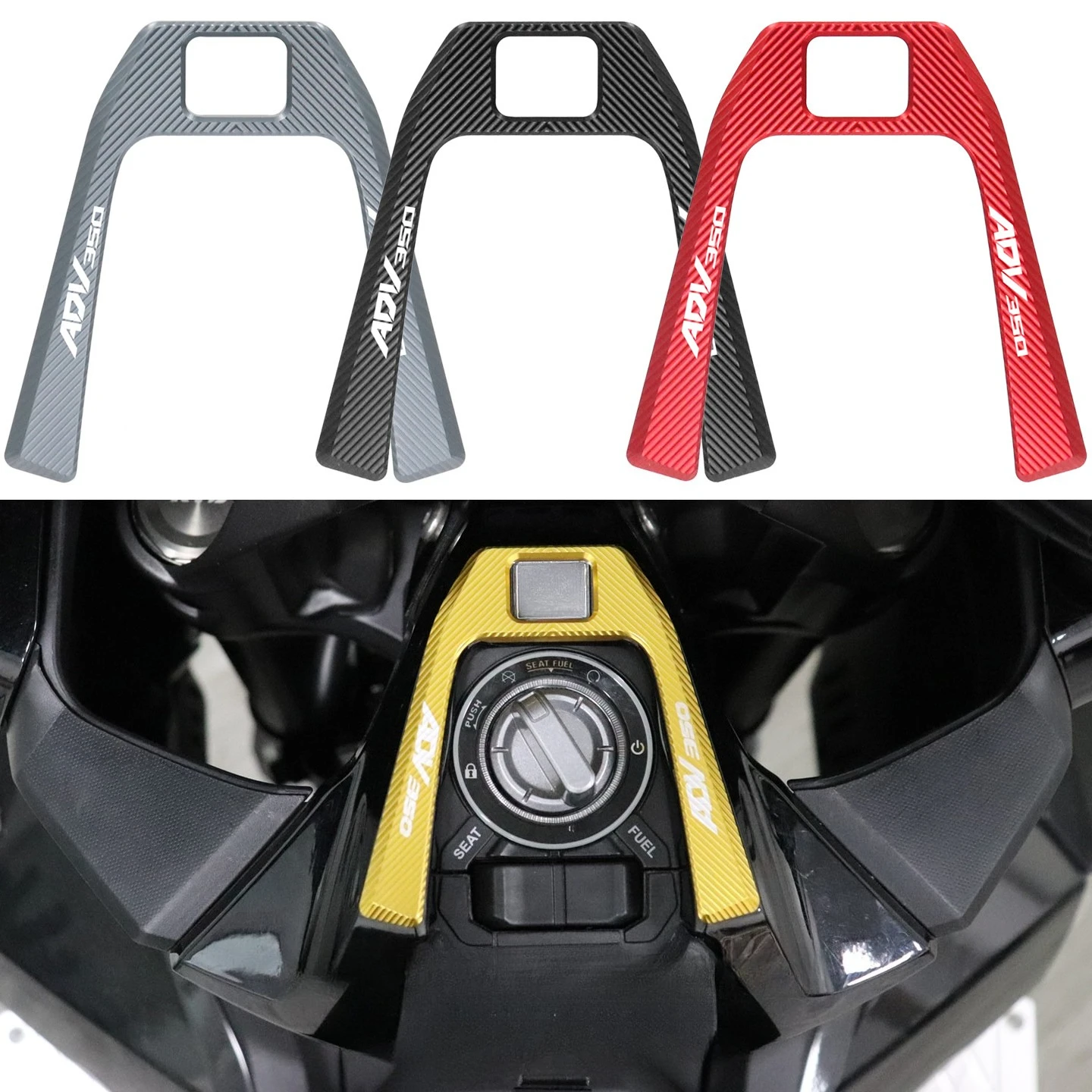 Фото Защитная накладка на замок зажигания и кнопку старт/стоп для мотоцикла Honda ADV350 2021-2026, декоративная рамка №1