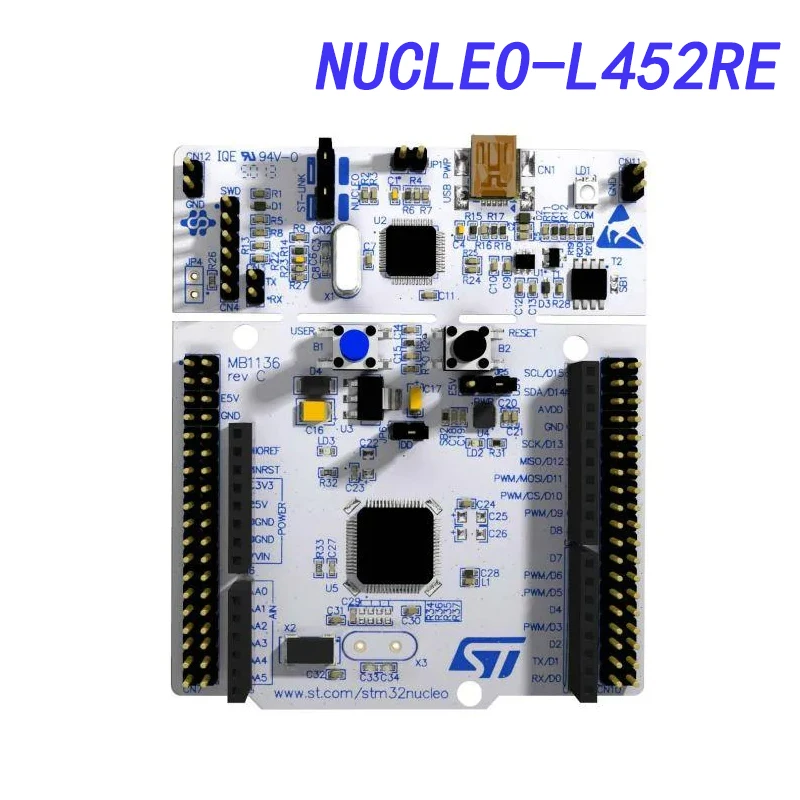 

NUCLEO-L452RE Development Boards & Kits - ARM STM32 Nucleo-64 development board STM32L452RE MCU, supports Arduino & ST morpho