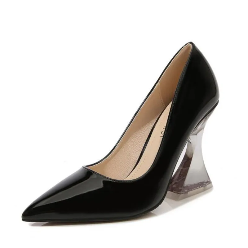 

Туфли женские прозрачные на высоком каблуке, офисные туфли-лодочки с острым носком и закрытым носком, со стразами, белые, большие размеры