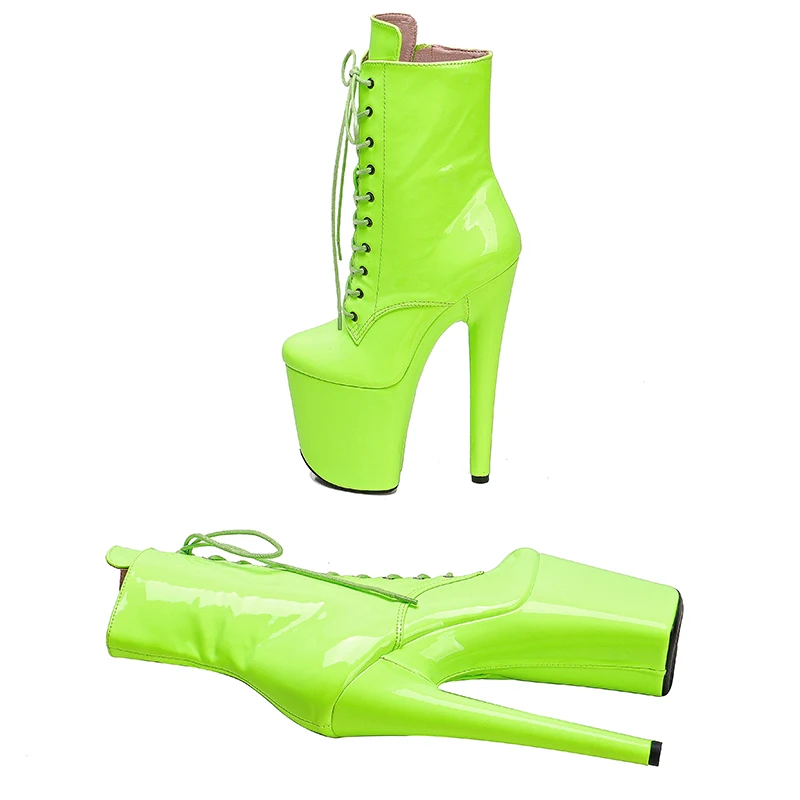 Leecabe 20CM/8inch Green PU upper high heel platform Pole Dance boot