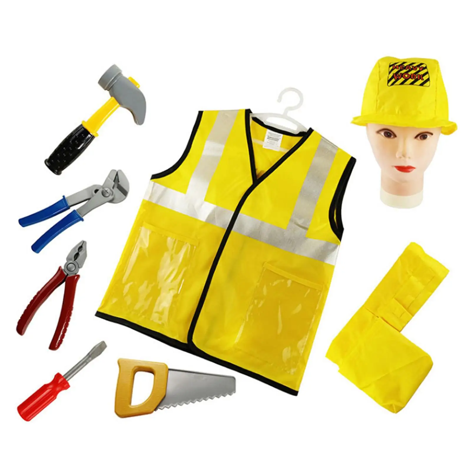

Construction Worker Costume Learning Dress up Pretend Play Construction Tool for Stage Activities Celebrations Parties Birthday