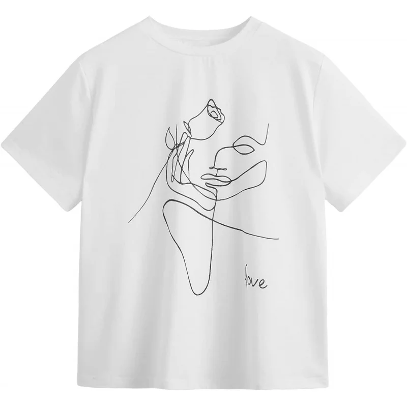 

Женская летняя футболка с коротким рукавом и принтом