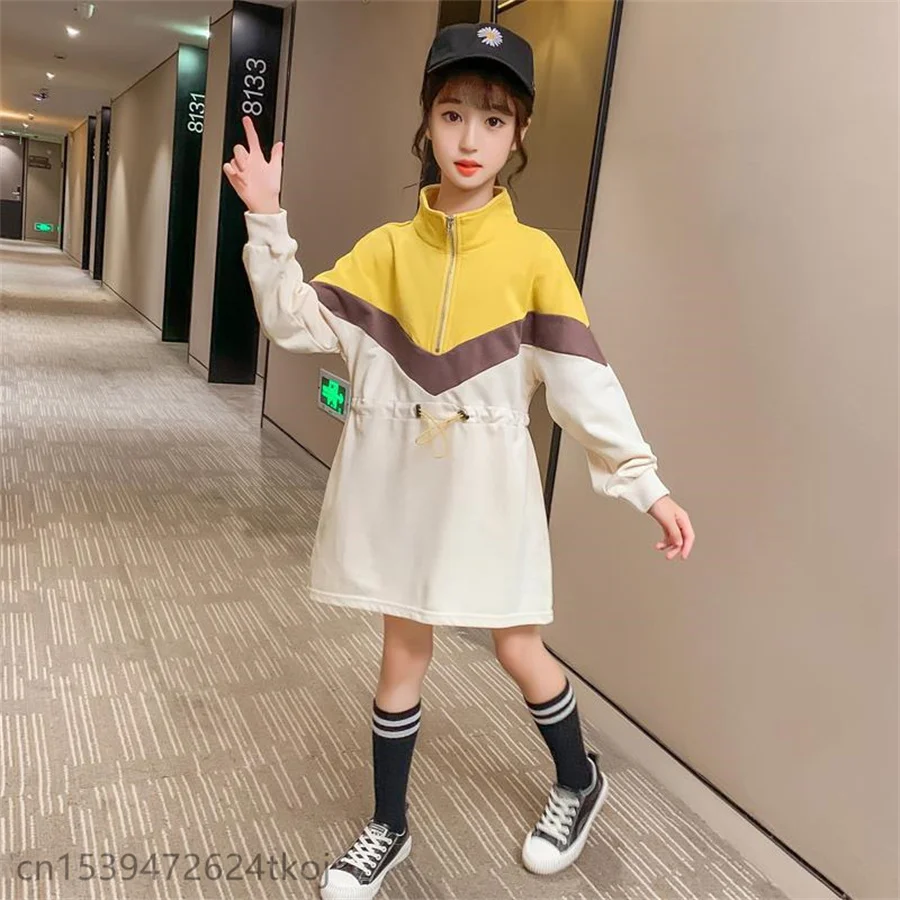 

Dress Girl Patchwork Dress For Girl Long Sleeve Dress For Kids Spring Autumn casual Style Girls Clothing 6 8 10 12 Year