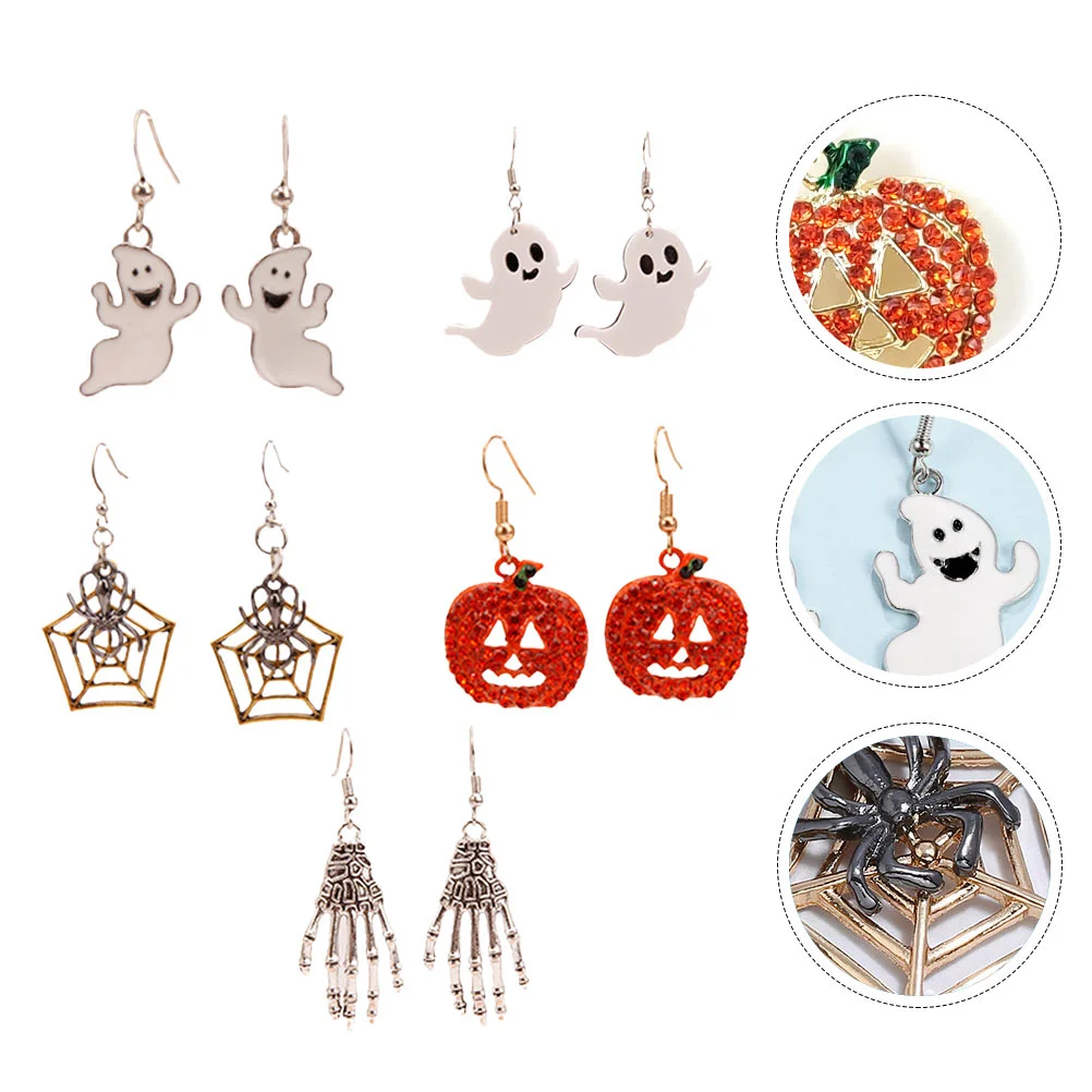 

Earring Earringsparty Spider Dangle Drop Womanjewerlry Pumpkin Ghost Series Set Jewelrydecor Spooky