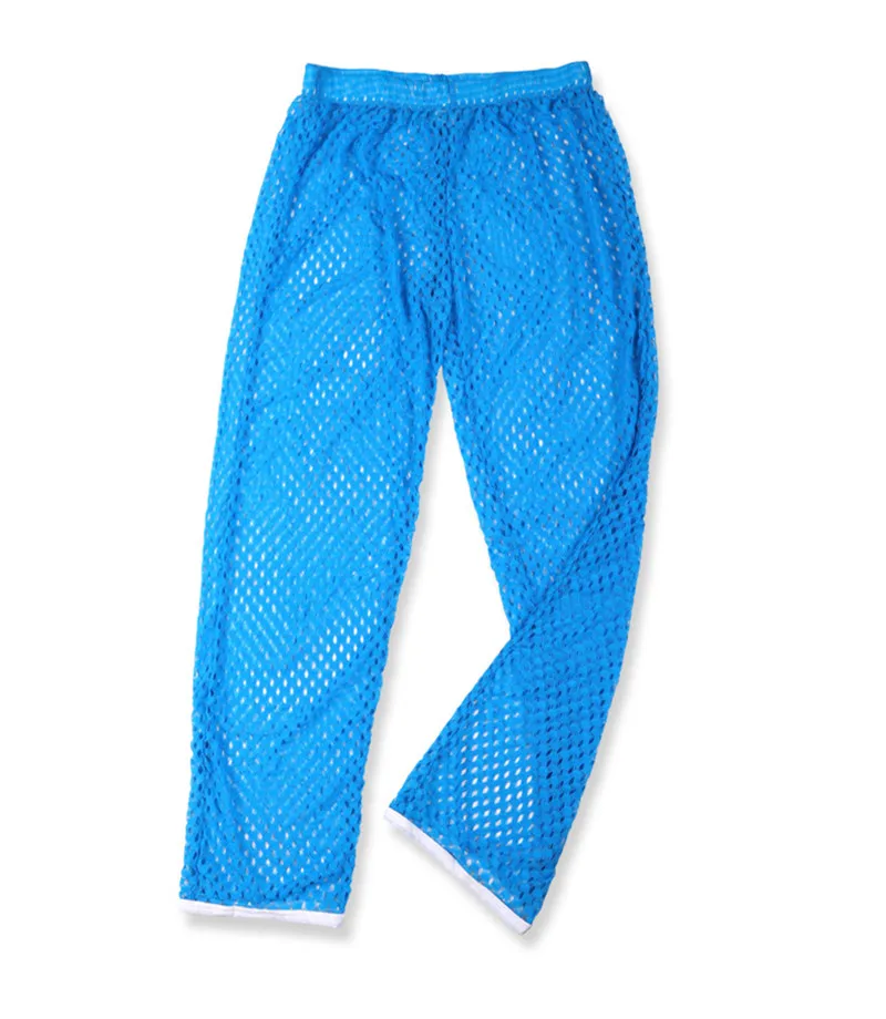 Men Full Length Pants Sexy Long Johns Breathable Male Sleep Bottoms Trousers Loose See Through Pants Casual Homewear