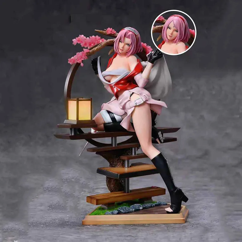 

33cm Shippuuden Hentai Naruto Haruno Sakura Anime Figure Clothes Removable Sexy Figures Gk PVC Statue Model Doll Collectible Toy