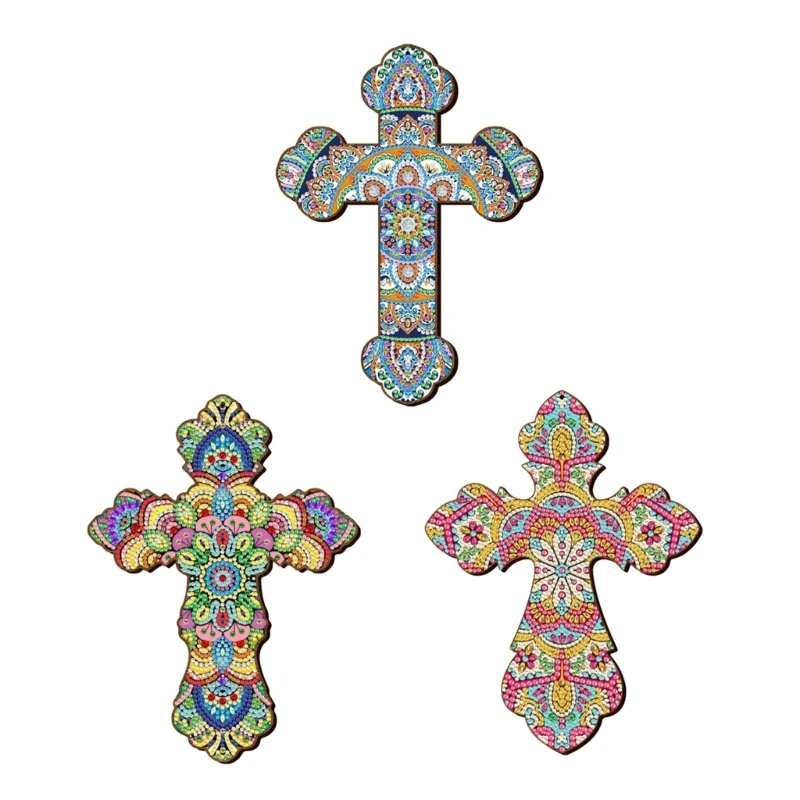 

Wood Cross Diamond Paint KitsWall Hanging Ornaments 5D Special Shaped Drill Embroidery Crystal Rhinestones DIY Craft