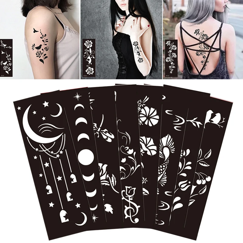 

Black Hollow Temporary Tattoo Templates Hectographic Paper For Tattoos Tattoo Stencils Self Adhesive Body Art Women Beauty New