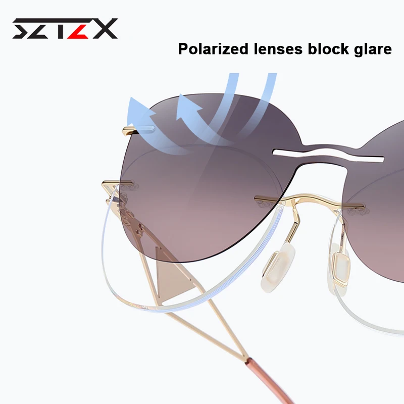 Женские ультралегкие очки 2 в 1 SZTZX магнитные солнцезащитные без оправы с зажимом