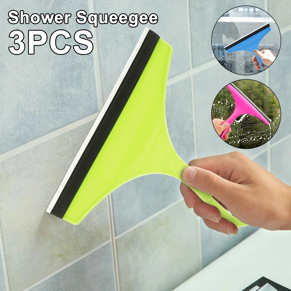 

3Pcs Shower Squeegees Rubber Wiper Window Glass Squeegee Door Brush Portable Handheld Cleaning Tools Car Windshield Cleaner with
