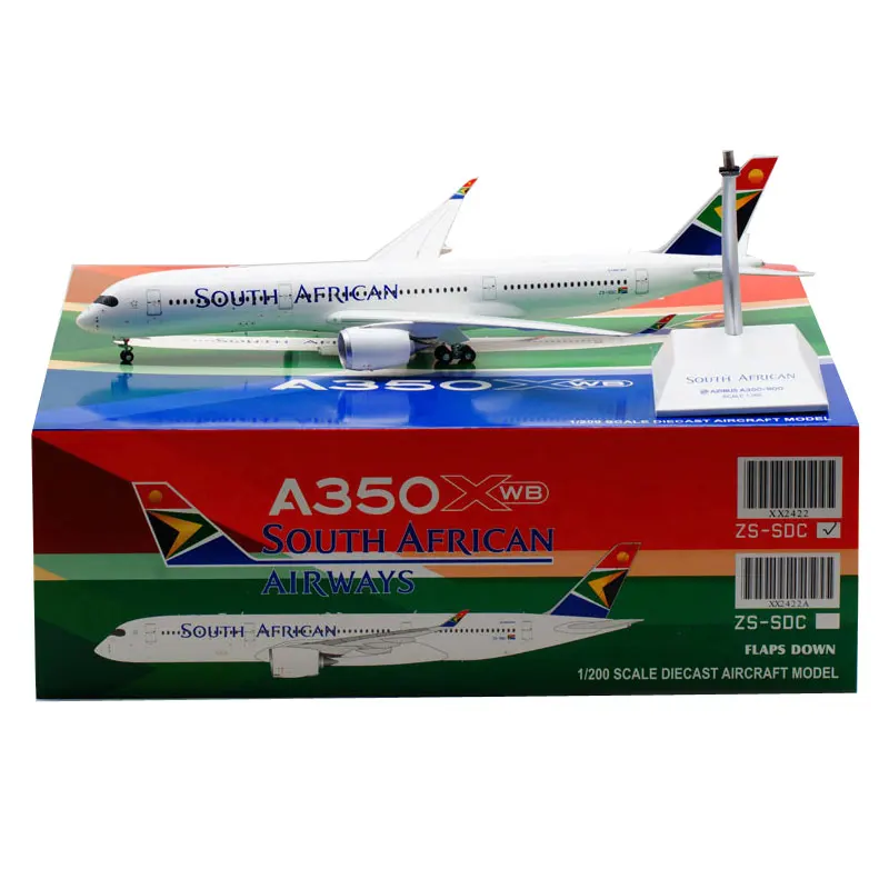 

1:200 Scale Model A350-900 ZS-SDC Plane Airplanes South African Airlines Diecast Alloy Aircraft Toy Collection Display For Adult