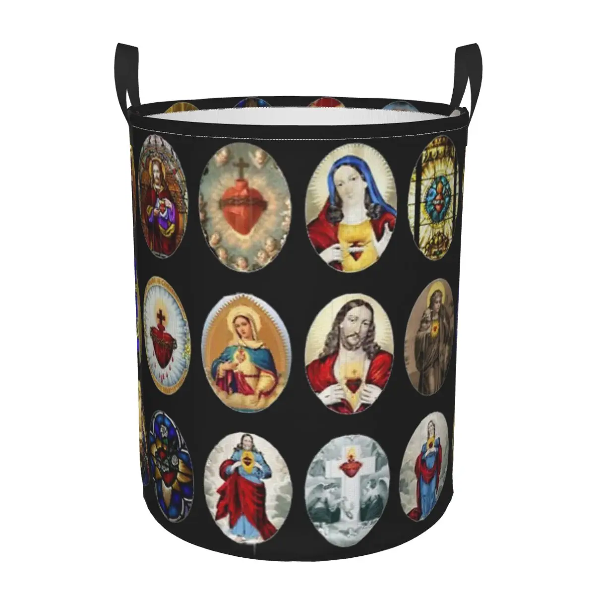 

Sacred Heart Of Jesus & Mary Dirty Laundry Basket Waterproof Home Organizer Basket Clothing Kids Toy Storage Basket