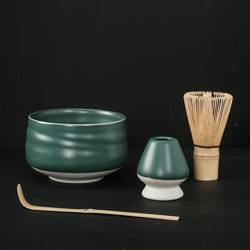 

4pcs/set Tea-making Bamboo Tea Birthday Giftset Traditional Handmade Whisk Ceramic Matcha Bowl Tools Indoor Matcha Scoop Set