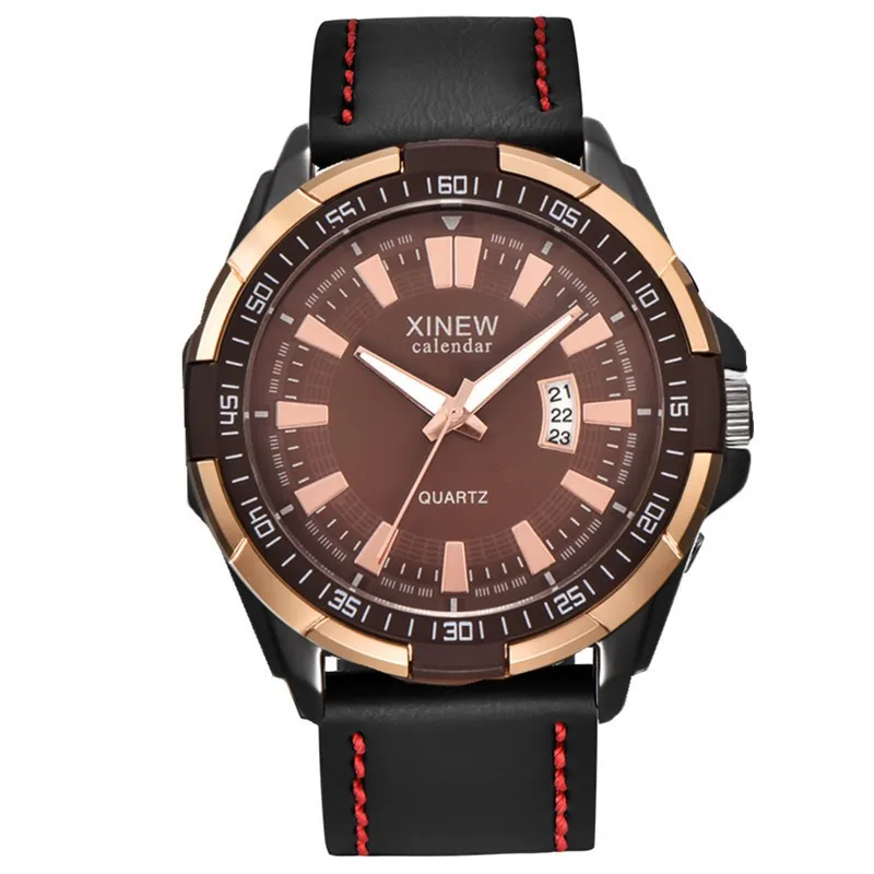 

Relogio Masculino Watches Men Fashion Sport Stainless Steel Case Leather Strap Watch Quartz Business Wristwatch Reloj Hombr