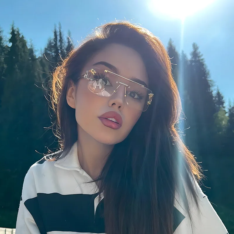 RUOBO винтажные солнцезащитные очки без оправы с леопардовым дизайном для мужчин и