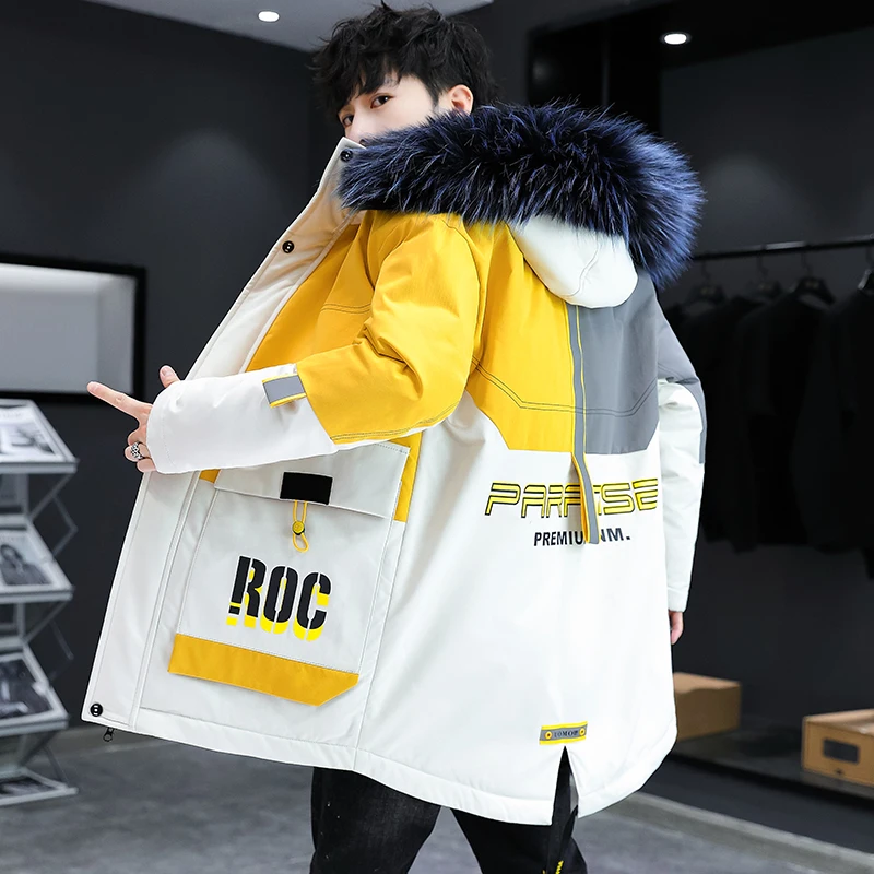 

Men 2022 Winter New Patchwork Casual Short Loose Hood Waterproof Parkas Jacket Coat Men Outwear Fashion Pockets Parka Jacket