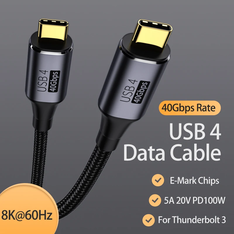 

USB 4.0 Type C to Type C Cable 40Gbps 8K@60Hz PD 100W Fast Charging Data Cable Cord for Thunderbolt 3/4 for Macbook Pro Laptop