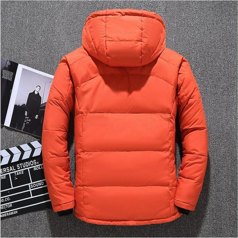 -20 Degree Winter Men's Clothing White Duck Down Jacket Thicken Warm Snow Coats Male Hooded Windbreaker Down Parkas Outerwear