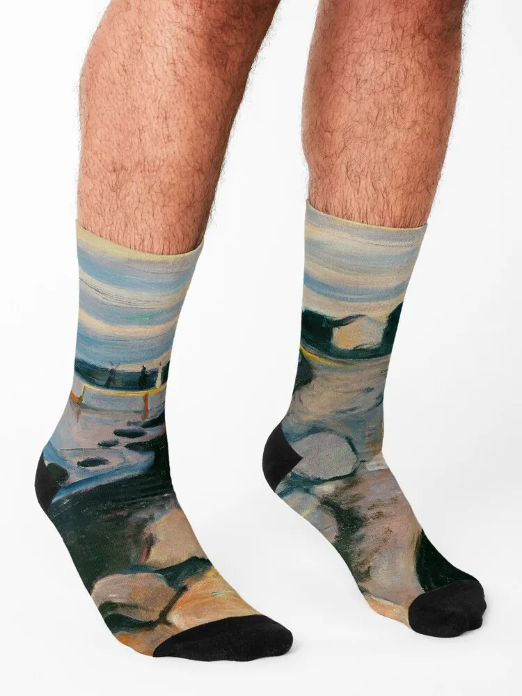 EDVARD MUNCH - Melancholy 1892 носки Рождественские Зимние теплые мужские роскошные Брендовые