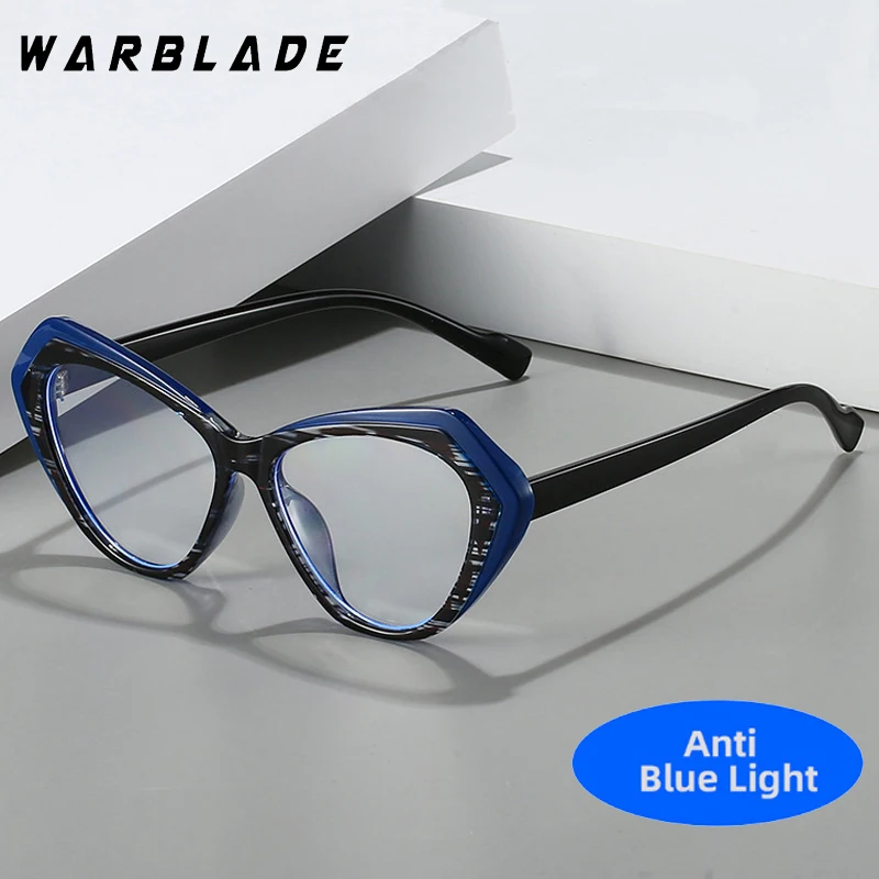 TR90 Anti Blue Light Luxury Brand Designer Fashion Women's Glasses Retro Cat Eye Contrast Color Splicing Design Eyewear