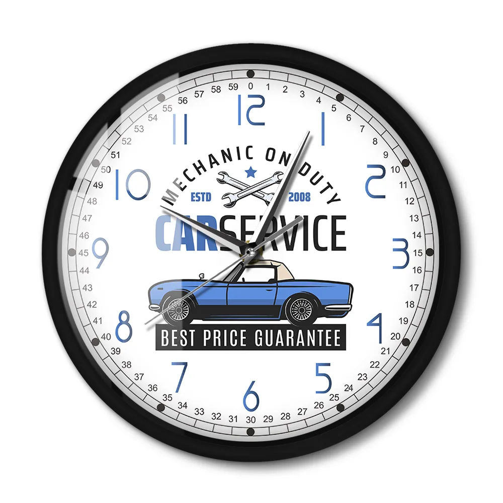 

Винтажные настенные часы в металлической рамке для гаража, ремонта, механика на рабочем месте, автомобильные настенные часы для гаража, лог...