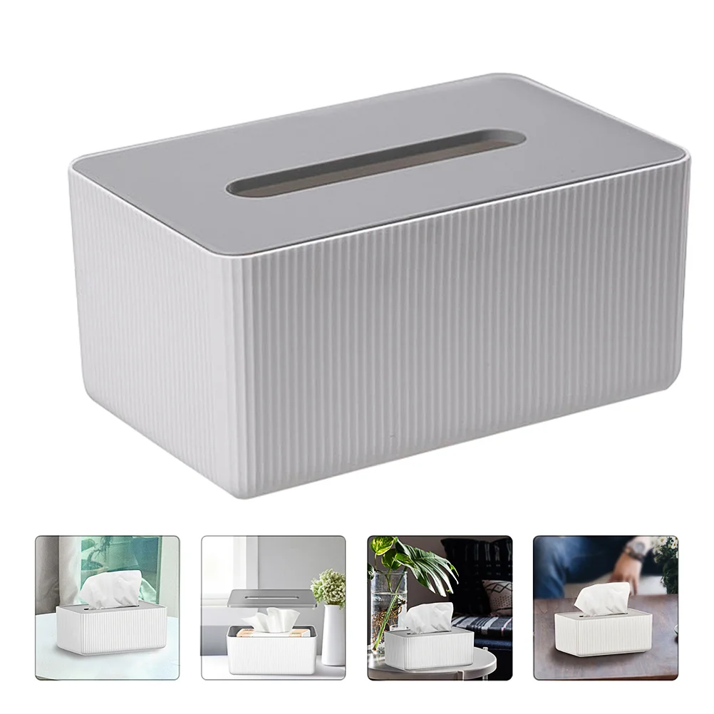 

Napkin Holder Desktop Paper Box Plastic Stand White Tissue Storage Container