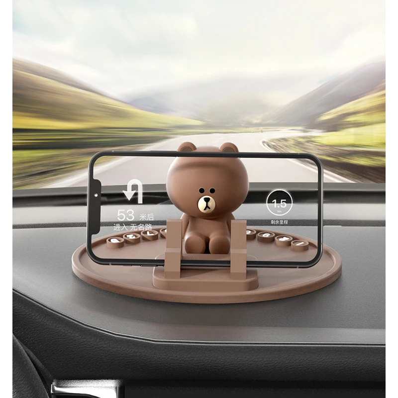 

LINE FRIENDS Kawaii Brown Cartoon Car Multi-function Mobile Phone Car Holder Cony Fixed Navigation Frame Mobile Phone Holder