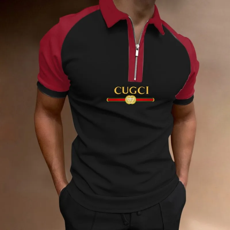 

Модная новинка мужская приталенная рубашка-поло с буквенным принтом брендовая мужская летняя рубашка с коротким рукавом для улицы