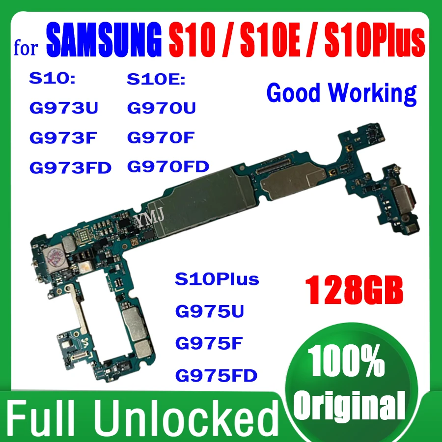 

100% Tested Work For Samsung Galaxy S10 Plus G975U G975F G975FD S10 G973U G973F G973FD S10E G970U G970F G970FD Motherboard 128GB