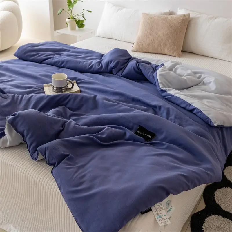 New Autumn and Winter Airable Cover Thin Quilt Washed Cotton Single Dormitory Duvet Insert Machine Washab...