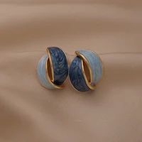 french fashion simple light luxury blue painted glaze irregular earrings gift banquet wedding women jewelry earrings 2022