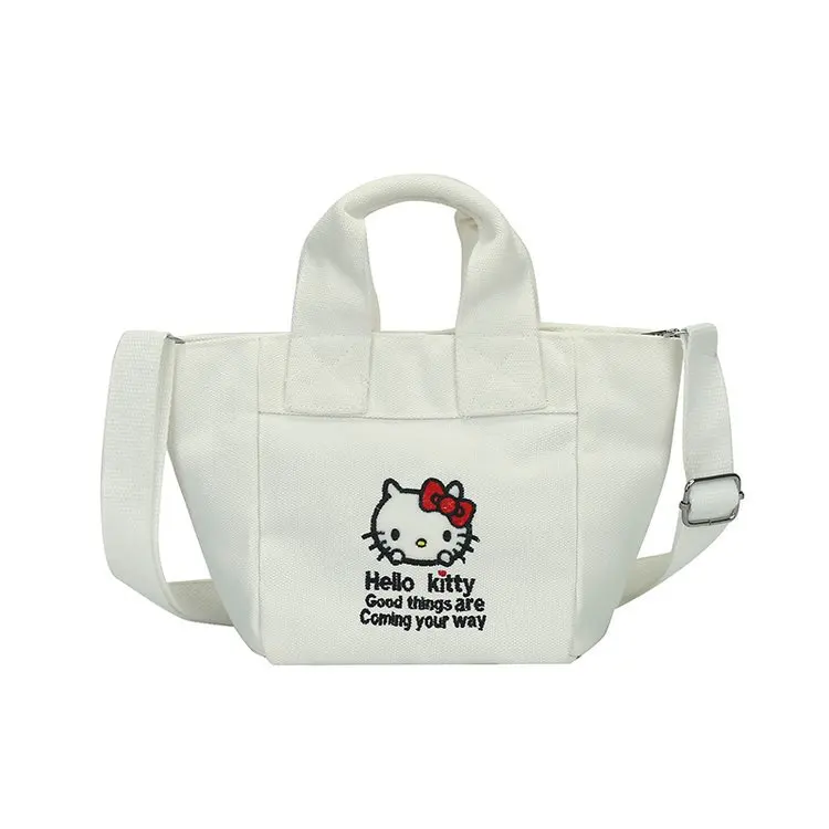 

Холщовая Сумка Hello Kitty для девочек Ins Y2K, повседневная сумка Kuromi, сумки на плечо, Милая женская сумка-мессенджер Kt Cat, Портативная сумка для хранения