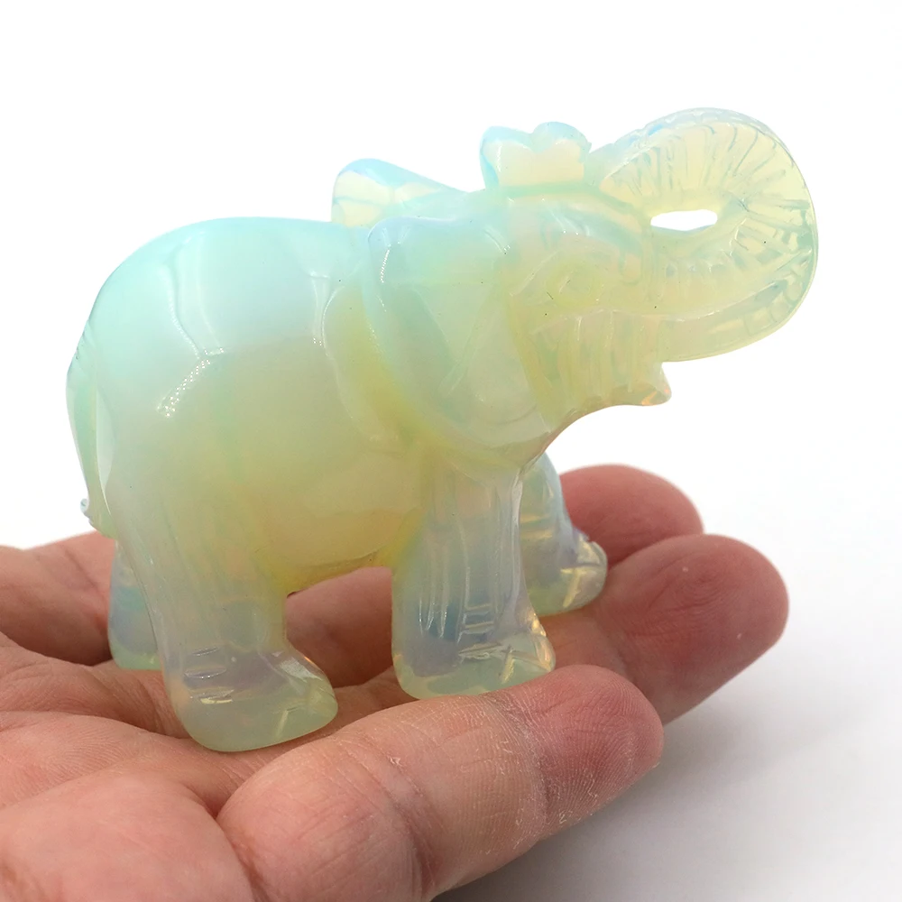 

2,8-дюймовые хрустальные фигурки слонов, ремесленные резные натуральные камни, нефритовая статуя животного, фэн-шуй для удачи, украшения из драгоценных камней