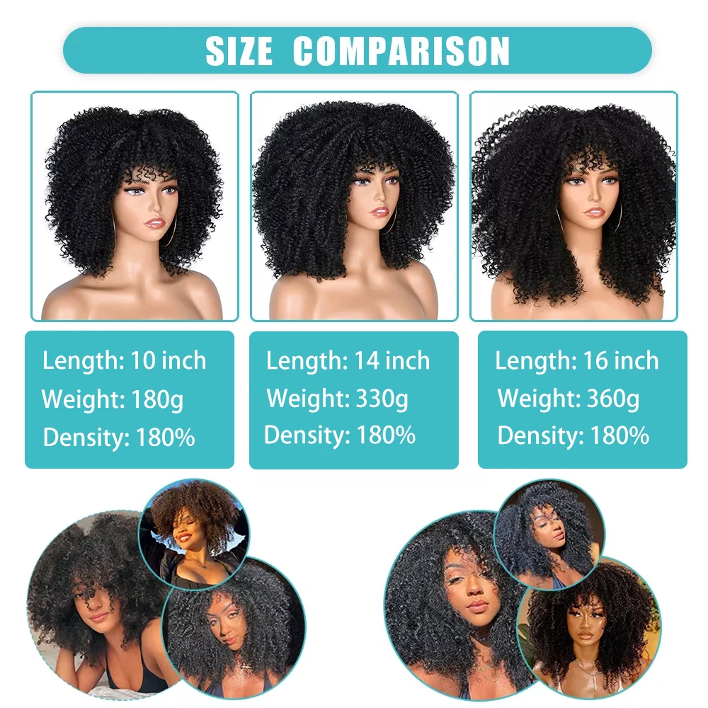 Short Hair Afro Kinky Curly Wig With Bangs For Black Women Cosplay Synthetic Natural Glueless Brown Mixed Blonde Wigs Pink HIHOO
