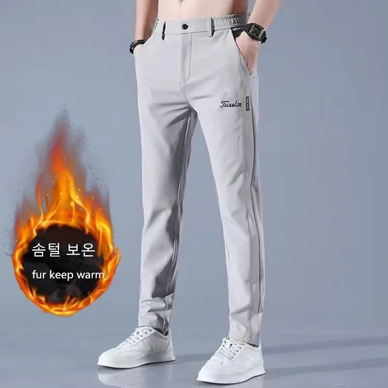 

High Quality Korea Men's Golf Pants Winter Thicken Villus Keep Warm Elasticity Men Golf Trousers Sweatpants Golf Best Men Pants