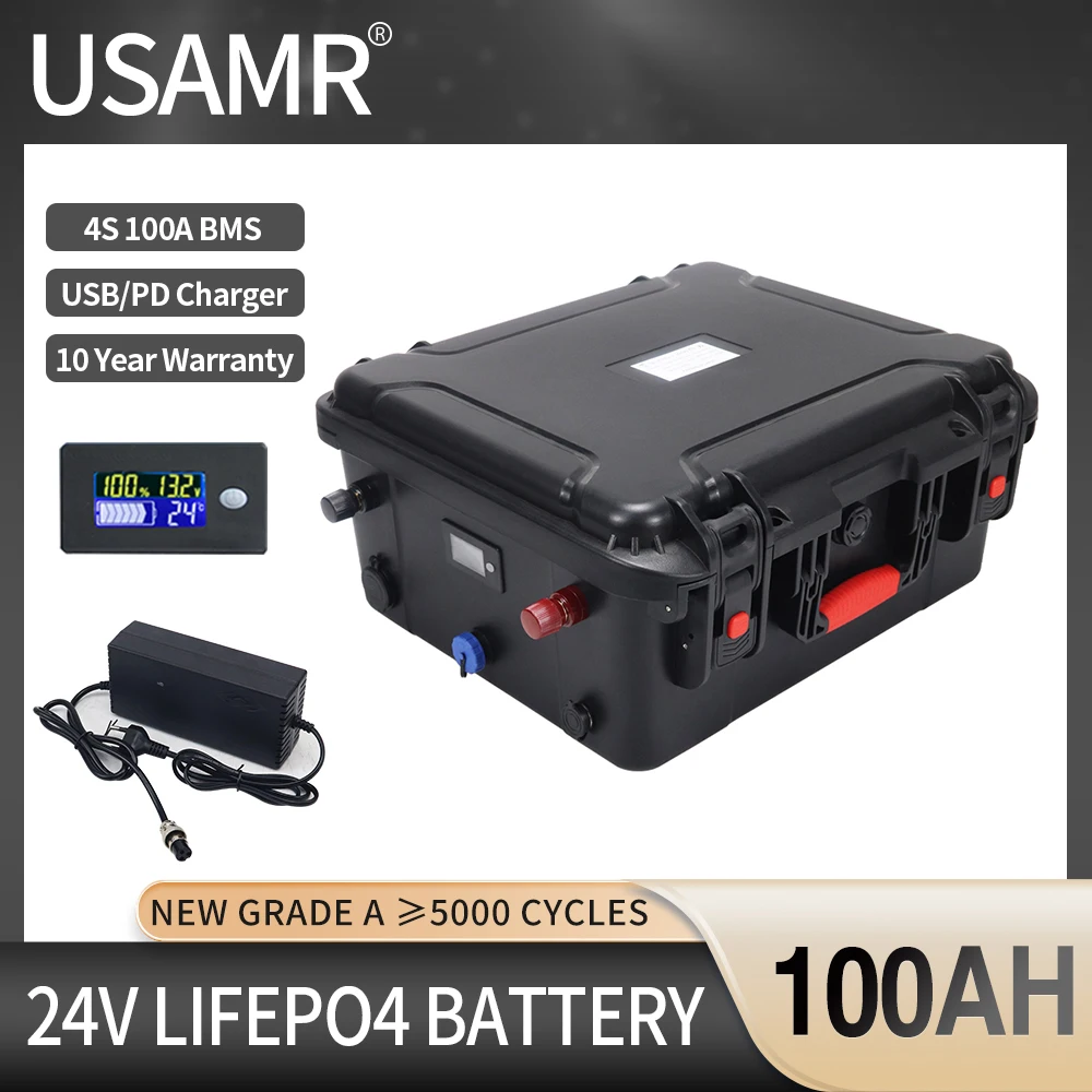 Аккумуляторная батарея 24 В LiFePO4 100 Ач встроенные BMS литиевые железо-фосфатные