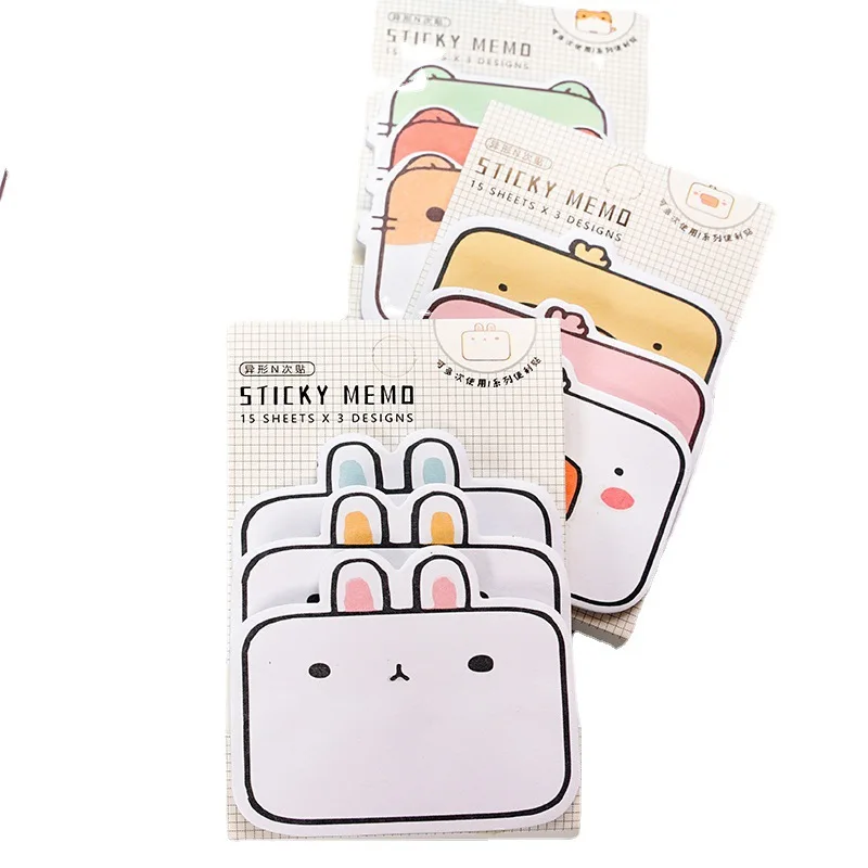 

1 pc Cartoon Animals 3-Layers Index Memo Pads Sticky Notes Student Stationery