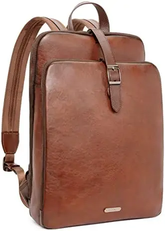 

Backpack Purse Genuine Leather 15.6 Inch Laptop Vintage Travel Large Business Shoulder Bag Vintage Yellow